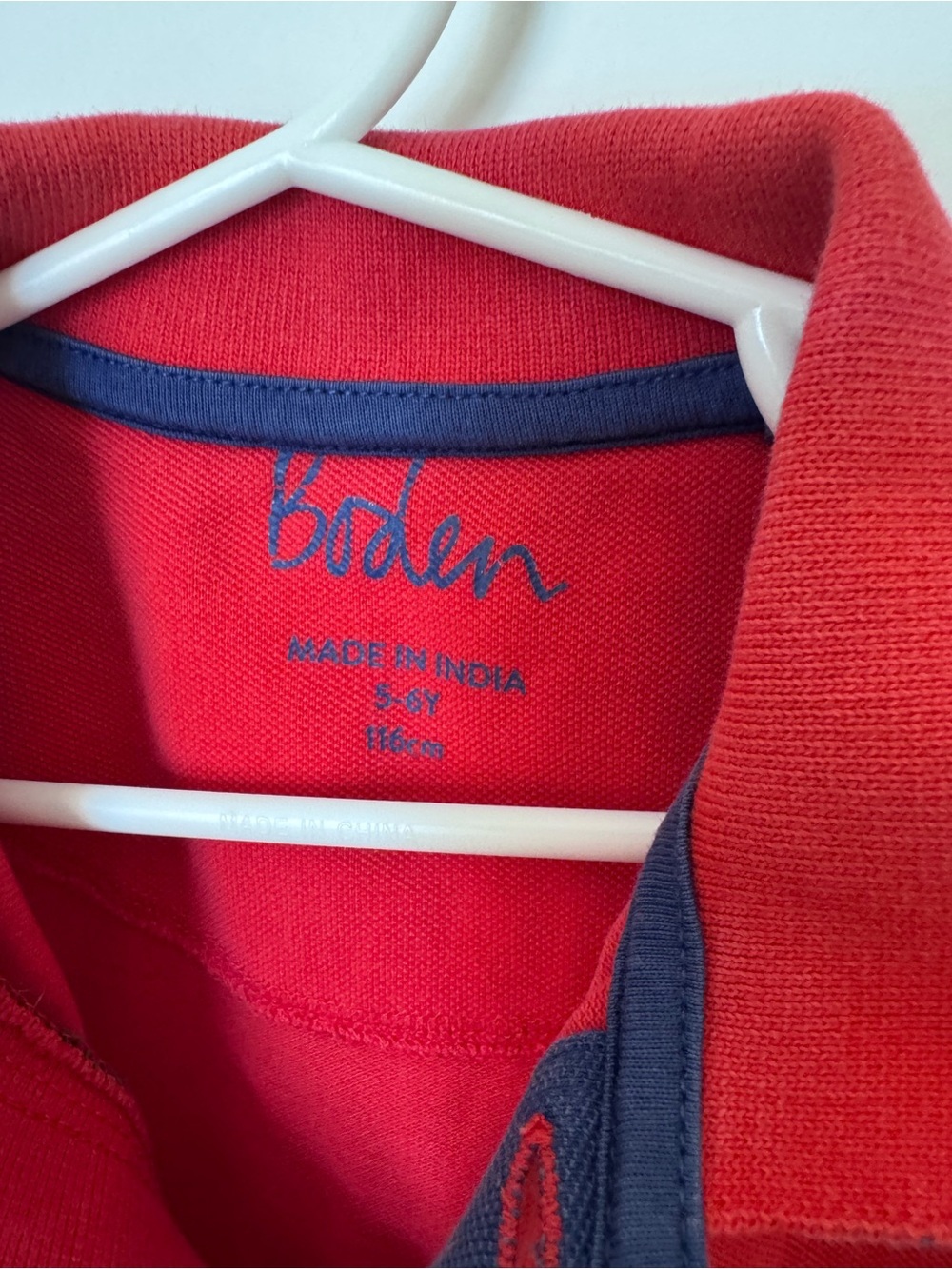 Boden Red Polo with rainbow Trim - Picture 2 of 6